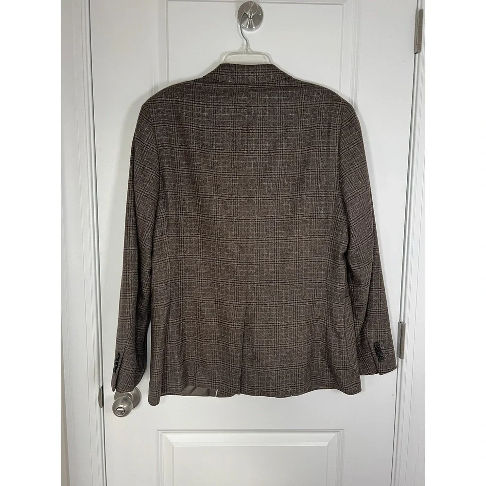 Men's Banana Republic Slim Fit Brown Plaid Blazer Size 42R Single‎ Breasted